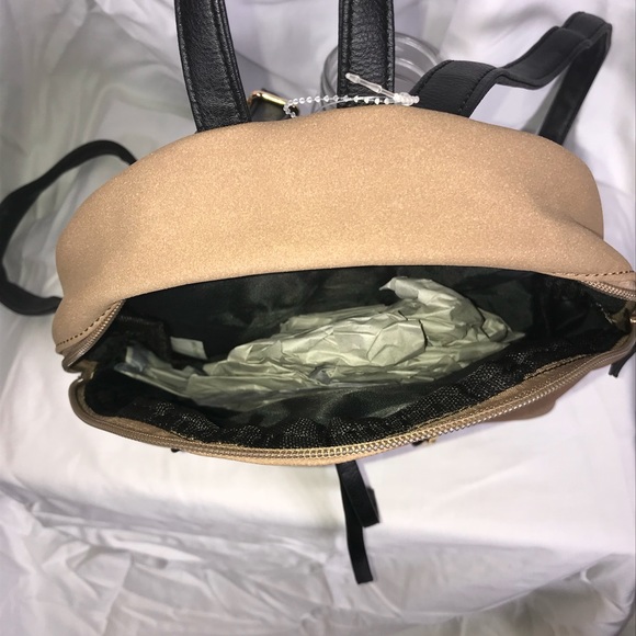 BEIGE and BLACK Backpack Purse - Picture 3 of 5